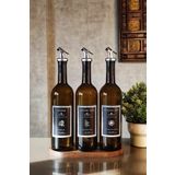 KHAKMA Amber Zeytinyağı Ayçiçek Yağı Sirke Şişesi Yağdanlık 3lü Set 750ML -STANTSIZ S3750-SZ