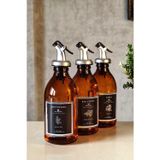 KHAKMA Amber Zeytinyağı Nar Ekşisi Sirke Şişesi Yağdanlık 3 lü Set 300ml Stantsız Sm3ç-sz