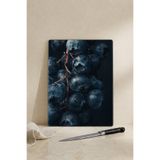 Khakma Blueberrymood Cam Kesme Tahtası – 25X35 cm | Yaban Mersini Desenli Temperli Cam Kesme Tahtası