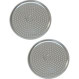 Khakma Delikli Pizza Tepsisi & Lahmacun & Pide Tepsisi 36CM 2 Adet Khakma Pizza 36CM - 36 cm - Gümüş
