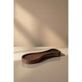 KHAKMA Doğal Ahşap Kaşık/Kepçe Altlığı 23×9×2 cm – Tezgâh Üstü Spoon Rest, Koyu Ahşap