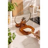 KHAKMA Kapak ve Kaşık Tutucu Stant - Tezgah Üstü Kepçe Altlığı, Kaşıklık, Spatula ve Tencere Kapağı Tutucu - Amber/Kehribar Renk