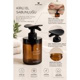 KHAKMA Kirli El Sabunluğu - Bilekten Basmalı Amber Cam Sabunluk - Geniş Basmalı Pompalı Sıvı Sabun Dispenseri