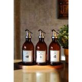KHAKMA Meftune Oval Ahşap Stantlı Amber Zeytinyağı Nar Ekşisi Sirke Şişesi Yağdanlık 3lü Set 300ml