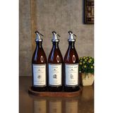 Khakma Oval Ahşap Stantlı Amber Zeytinyağı Sıvıyağ Sirke Şişesi Premium Yağdanlık 3lü Set 500U B Premium St 3uzpresyah - 500 ml
