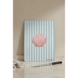 KHAKMA SeaShell Breeze Cam Kesme Tahtası – 25x35 cm | Deniz Kabuklu | Mavi Çizgili Tasarım | Temperli Cam