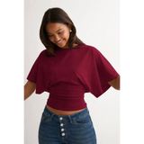 khar Kadın Crop Bluz-Belden Oturtmalı Oversize Yarasa Kol Günlük ve Şık Tasarım