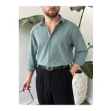 KHAYN ERKEK OVERSİZE RAHAT KESİM %100 PAMUK KETEN DOKULU GÖMLEK K3005KG