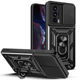 Khayra Poco F5 Pro Kılıf Magnetik Standlı Kamera Korumalı KHYR Sürgülü Vega Kapak - Siyah