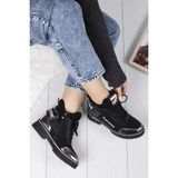 Khayt Fashion Suprome Fermuarlı Dolgu Topuk Kadın Bot - Siyah - Gri