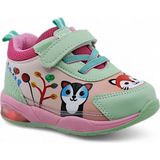 Khayt Zıpzıp Ortopedik Hafif Yuva Kreş Ev Unisex Işıklı Çocuk Spor Ayakkabı - Yeşil - Pembe