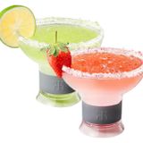 Khen Dondurulmuş Margarita ve Kokteyl Soğutucu Bardakları | 2'li Set | 340 ml Kırılmaz Tritan Akrilik, Dondurucu Jel Camlı İçeceğinizi Serin Tutmak için Çift Duvarlı Plastik Yalıtımlı Cam, Silikon Tutucu