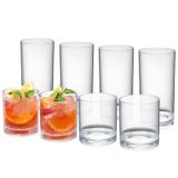 Khen Renkli Akrilik Klasik Şeffaf Plastik Yeniden Kullanılabilir İçme Bardakları (8'li Set) Restoran Bardakları Stil 12 Oz Kayalar ve 16 Oz Su Bardakları Bardak, Meyve Suyu, Şarap | BPA İçermeyen