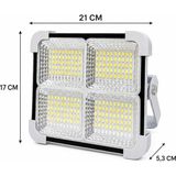 Khi-Zai 200W Solar LED Projektör, 3 Renk Işık Modlu Şarjlı Kamp Lambası, USB Girişli Güneş Panelli Acil Durum Işığı İP44 - 0 - Siyah