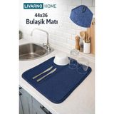 Khi-Zai Aksu Livarno Mikrofiber Bulaşık Altlığı Kurutma Matı Katlanabilir Çift Yüzey Germany 44X36 Cm. Lacivert - Ahşap