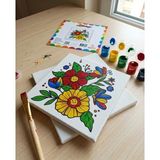 Khi-Zai Figürlü Tuval Boyama Seti 20X20 cm – 1 Adet Fırça, 6 Renk Akrilik Boya ve Referans Görselli Hobi & Kendin Yap Boyama Kiti (2, Çiçek Kelebek) - --