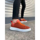Khi-Zai JY204 Flex Bağcıklı Keten Kumaş Erkek Günlük Sneaker Ayakkabı Kbt - Turuncu