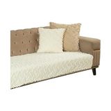 Khi-Zai Ponela Bohem Ponponlu Koltuk Örtüsü 90X200 cm Sadece Oturma Alanı (1 Adet)- Ekru - 301 - Siyah