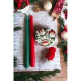 Khleos Yılbaşı Büyüsü Yeşil & Kırmızı Şamdan Mumu ve Santa & Çam Ağacı Buhurdanlık Seti - 1 Adet