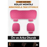 Kia Concord 1987–1995 Uyumlu 3 Parça Kapitone Oturak Araba Koltuk Suni Deri Pembe - Kaymaz | Trobus