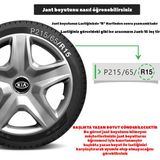 Kia Pride 16 Inç Uyumlu Jant Kapağı Amblemli Gri 4 Adet 1 Takım 120