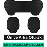 Kia Rio 4 Kapı 2000–2005 Uyumlu 3 Parça Kapitone Oturak Araba Koltuk Kumaş Siyah - Kaymaz | Trobus