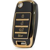 Kia Rio Ceed Picanto Sustali Anahtar Kumanda Kılıfı Oto Anahtarlık Siyah Gold 4 Tuş