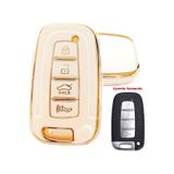 Kia Sportage Rio Soul Optima Sorento Uyumlu Smart Kumanda Kılıfı Oto Anahtarlık 4 Tuşlu Beyaz Gold