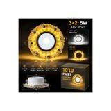 kialed 10’lu Paket 5W 3+2W Kristal Cam LED Spot – Beyaz ve Gün Işığı Çift Renk – Dekoratif Gömme Tavan Spotu