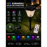 Kialed Rgb Kumandalı Solar Bahçe Aydınlatması Çim Lambası Güneş Enerjili IP65 Su Geçirmez Dekoratif Bahçe Armatürü