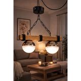 kialed Timber Modern LED Sarkıt Avize 3 Renk Ledli Avize Ahşap Krom Salon Mutfak Yatak Odası 2 Top