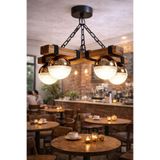 kialed Timber Modern LED Sarkıt Avize 3 Renk Ledli Avize Ahşap Krom Salon Mutfak Yatak Odası 4 Top