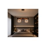 kialed Woodara Gold 2'li Ahşap Sarkıt Avize 3 Mod LED Işık Renk Değiştiren Rustik Modern Yemek Masası Avizesi