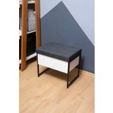 Kiba Home Metal Ahşap Puf Oturaklı Ayakkabılık Puflu Sandıklı Ayakkabı Dolabı Çok Amaçlı Ayakkabılık