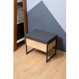 Kiba Home Metal Ahşap Sandıklı Puf Bank Oturaklı Ayakkabılık Ayakkabı Boya Fırça Kutusu Dolabı