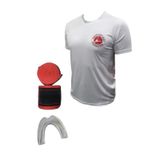 Kickboks Tişörtü, Bandaj, Dişlik 3'lü Set (Beyaz, M) (Beyaz, XL)
