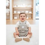 Kidaxi Çizgili Dokuma Salopet Tişört Takım 3-6/6-9/9-12/18-24AY - Yeşil