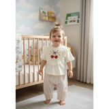 Kidaxi Çizgili Müslin Kız Tişört Pantolon Takım 6-9/9-12/18-24/24-36AY - Bordo