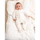 Kidaxi Jakarlı Baskılı Patikli Pamuklu Bebe Tulumu - Ekru - 1 - 3 Ay