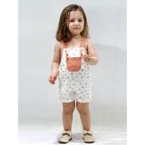 Kidaxi KD43048 Müslin Çiçek Desenli Salopet 3-6/6-9/9-12/18-24AY - Camel - 6 - 9 Ay