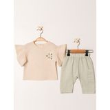 Kidaxi KD53403 – Şile Bezi Nakışlı Bluz & Pantolon Takım (6-36 Ay) - Mint - 9 - 12 Ay