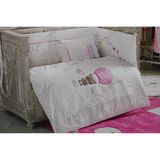 Kidboo 80X130 Cute Bear Pink Kenarlıklı Beşik Uyku Seti (Mobilyalar İçin)