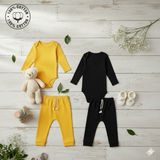 Kiddy Boo 2 Li Premium Set %100 Pamuk 0-3 Ay/24-36 Ay (3 Yaş)Arası Zıbın Çıtçıtlı Body ve Pantolon Takımı Unisex Kız Erkek Bebek Veçocuk2 - Sarı - Siyah - 12 - 18 Ay