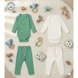 Kiddy Boo 2 Li Premium Set %100 Pamuk 0-3 Ay/24-36 Ay (3 Yaş)Arası Zıbın Çıtçıtlı Body ve Pantolon Takımı Unisex Kız Erkek Bebek Veçocuk2 - Yeşil - Beyaz - 12 - 18 Ay