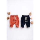 Kiddy Boo 2li Set Premıum Alt Eşofman %100PAMUK 0-3AY/3 Yaş Arası Kız Erkek Bebek Unisex - 9 - 12 Ay - Siyah - Kiremit