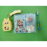 Kiddy Kırtasiye Seti ( Labubu-Bozuk Para Cüzdanı&maskot - Stres Çarklı Bloknot - Çok Renkli Tükenmez Kalem) - 02-Sarı
