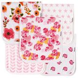 KiddyStar Kız çocukları için bebek bezleri, organik pamuk, 5'li paket, büyük 53,3 cm x 25,4 cm, üç katmanlı, kalın, yumuşak ve emici havlular, yenidoğanlar için geğirme bezleri