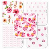 KiddyStar Kız çocukları için bebek bezleri, organik pamuk, 5'li paket, büyük 53,3 cm x 25,4 cm, üç katmanlı, kalın, yumuşak ve emici havlular, yenidoğanlar için geğirme bezleri