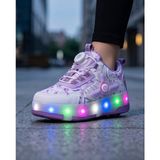 Kidessa 2256-N-DROPS LED Işıklı Çift Tekerlekli Akıllı Bağcıklı Unisex Çocuk Patenli Ayakkabı - NKT02256-BEYAZ-LILA-36 - Beyaz - Lila