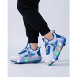 Kidessa 2256-N-DROPS LED Işıklı Çift Tekerlekli Akıllı Bağcıklı Unisex Çocuk Patenli Ayakkabı - NKT02256-BEYAZ-MAVI-33 - Beyaz - Mavi